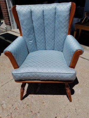 Information on Heywood-Wakefield Chair - blue upholstered armchair