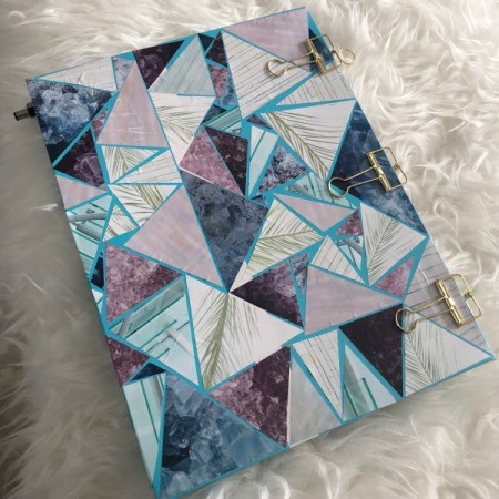 Up-cycled Clipboard - back of notebook with clips showing