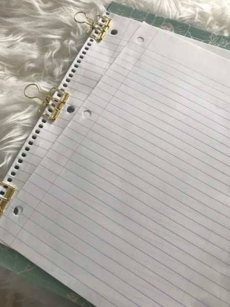 Up-cycled Clipboard - page torn from notebook papers