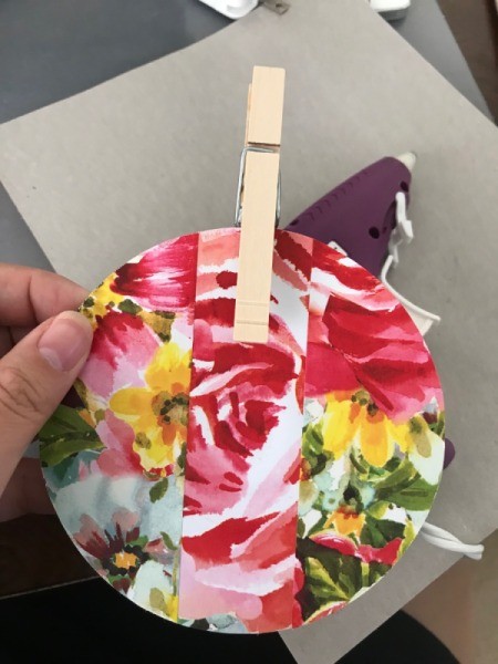 Wall Memo Clothespin Board - first pin in place