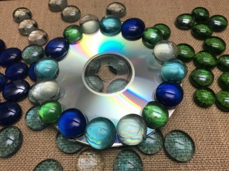 Recycled CD Candle Holder - outer edge covered