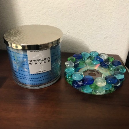 Recycled CD Candle Holder - jar next to holder
