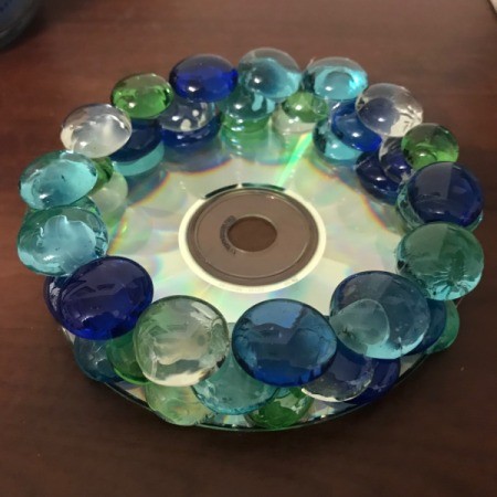 Recycled CD Candle Holder - CD with three layers complete