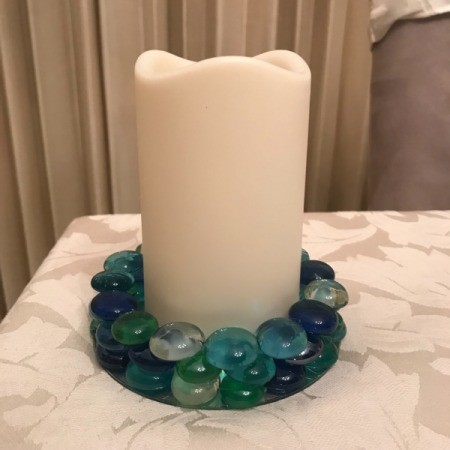 Recycled CD Candle Holder - side view