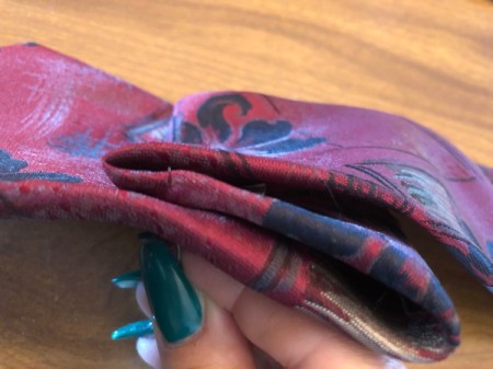 Upcycled Tie Necklace - secure with a stitch at the top and bottom