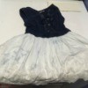 Removing Colour Transfer on Multicoloured Clothing - dress with blue bodice and white skirt with blue stains