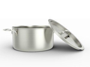 Aluminum pot on white background.