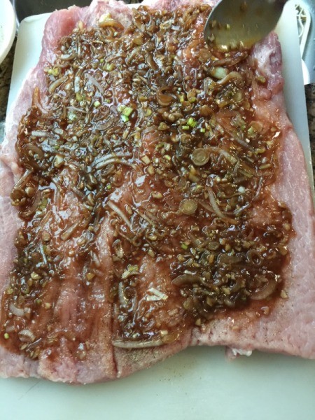 Pork Tenderloin spread with marinade