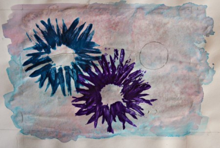 Fork Printed Flower Birthday Card - mauve flower added