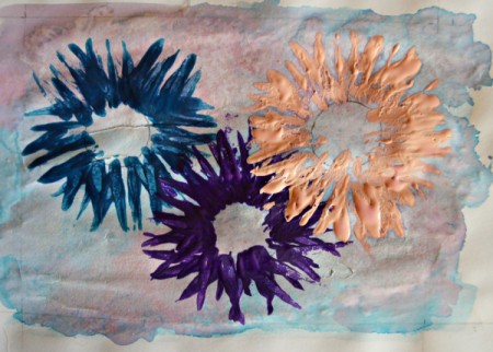 Fork Printed Flower Birthday Card - pink and final flower