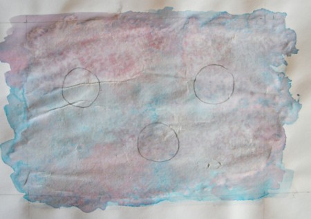 Fork Printed Flower Birthday Card - draw 3 randomly placed circles in the frame