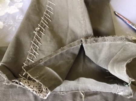 How to Turn Pants Into Shorts and a Bag - open one side seam on each leg
