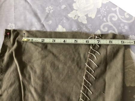 How to Turn Pants Into Shorts and a Bag - measure fabric