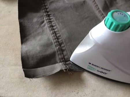 How to Turn Pants Into Shorts and a Bag - iron squares