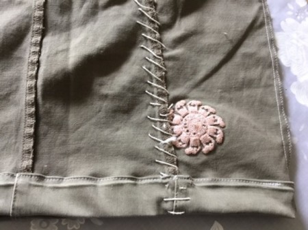 How to Turn Pants Into Shorts and a Bag - sew the folded edge