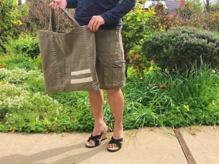 How to Turn Pants Into Shorts and a Bag - bag and shorts from pants