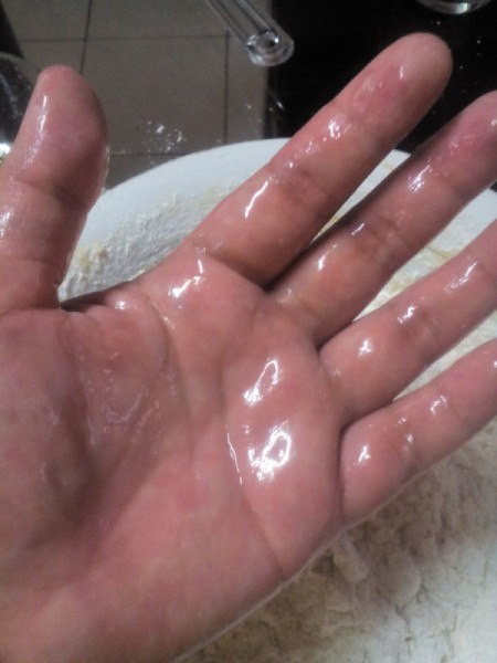 oiling hands