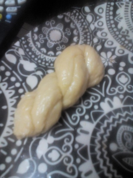 Twisted dough on plate
