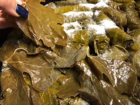 Stuffed Grape Leaves sprinkled with sugar