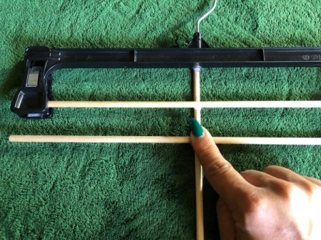 DIY Necktie Hanger - begin gluing additional horizontal rods