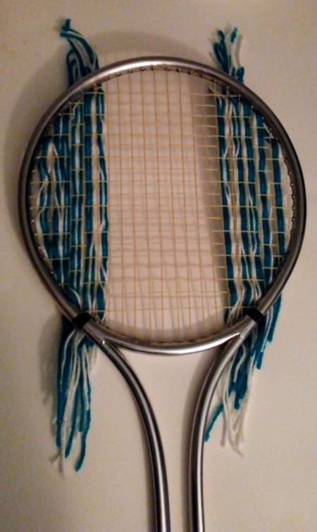 Tennis Racket Weaving - weave several strands in each space