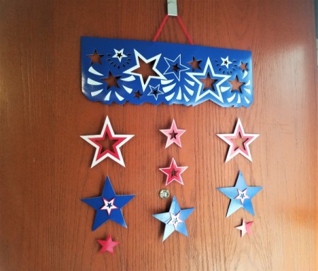 Summer Door Decor - other side of blue hanging's stars