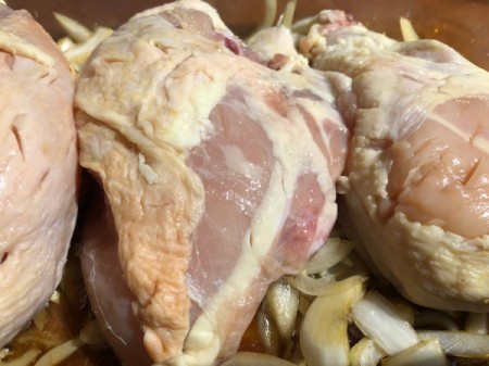 Chicken mixed with marinade