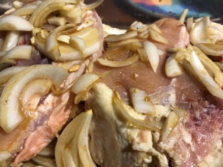 Chicken mixed with marinade