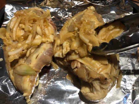 marinaded Chicken on foil