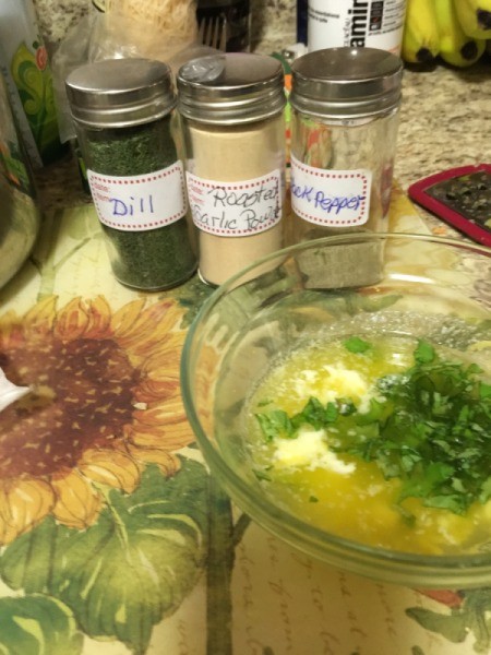melted butter with herbs
