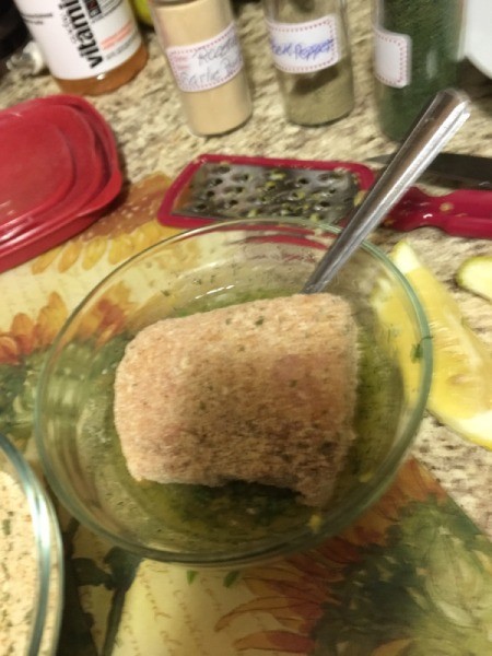 dipping Swordfish in butter