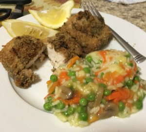 Lemon Basil Crusted Swordfish on dinner plate