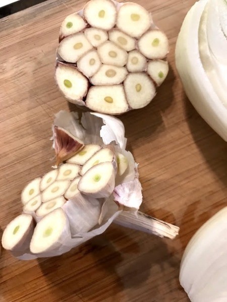 garlic cut in half