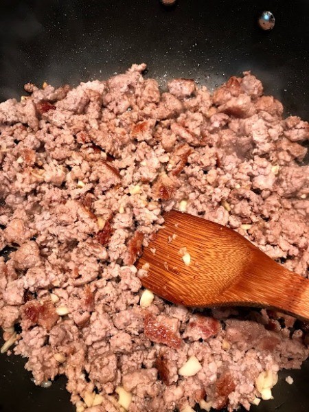 cookedGround Pork and garlic