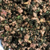 Ground Pork Tossed with Herbs on plate