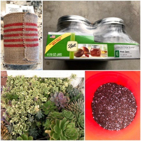 Succulent Planter Gift - collage of supplies