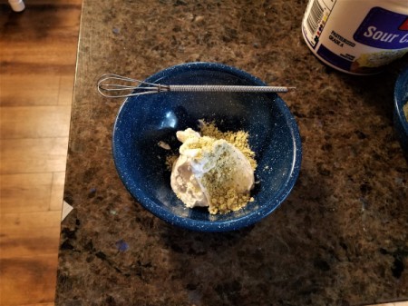 Ingredients for making ranch dip.