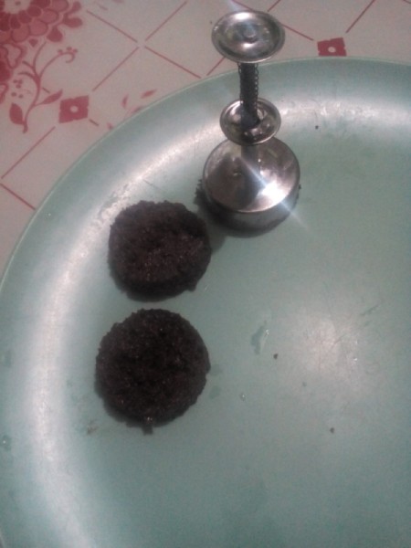 Choco-Peanut Polvoron dropped on plate