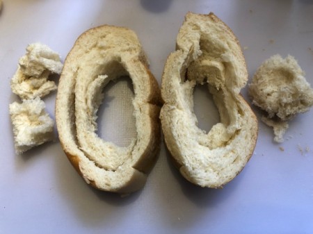 french bread slices with center removed