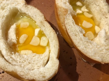 Garlic dropped eggs