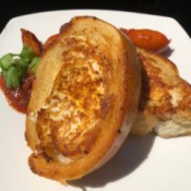 Garlicky Eggs in a Basket on plate