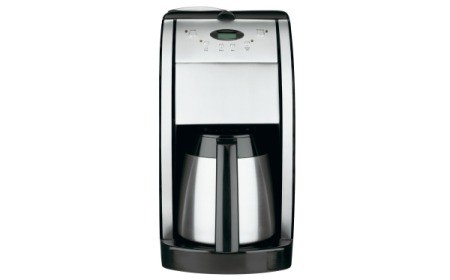 Stainless steel coffee maker.