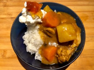 Chicken Curry over rice in bowl