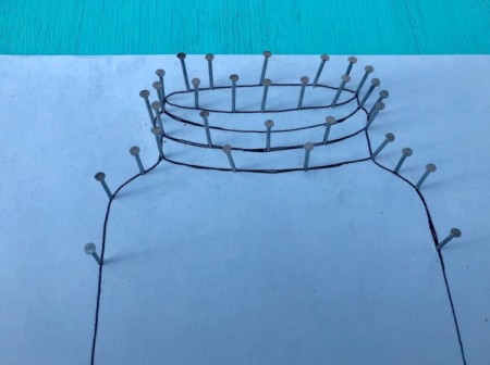 Yarn and Nail Wall-Hanging Vase - begin at top and make sure there is one at each turn