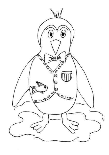 Happy Penguin Kids' Coloring Page