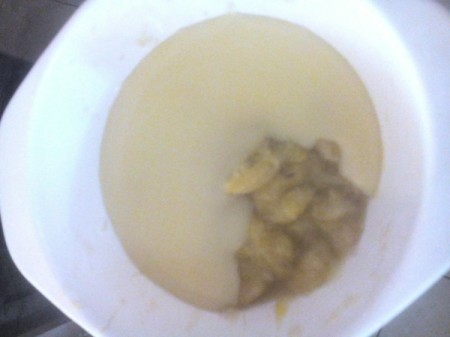 milk and banana in bowl for filling