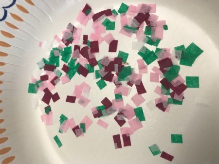 Confetti Birthday Number Cake Topper - paper bits in a bowl