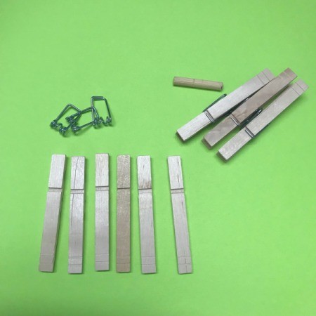 Mini Wooden Clothespin Easel - whole and separated pins