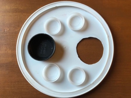 Homemade Paint Palette - glue other lids in place