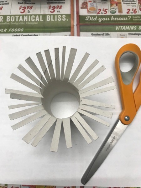 Toilet Paper Roll Fireworks Artwork - slits flattened